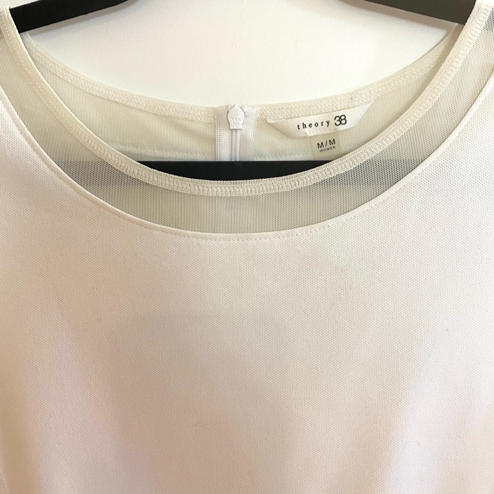 Theory 38 Size Medium White Mesh Trimmed Romper - image 3